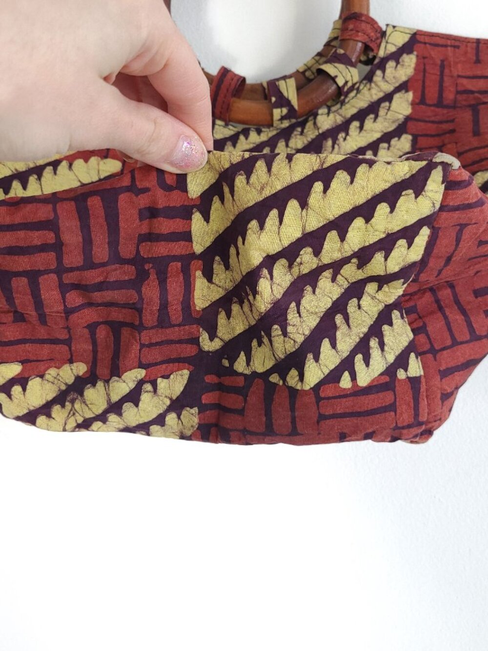 Retro Wooden Handle Tote Bag Purse - Picture 5 of 8